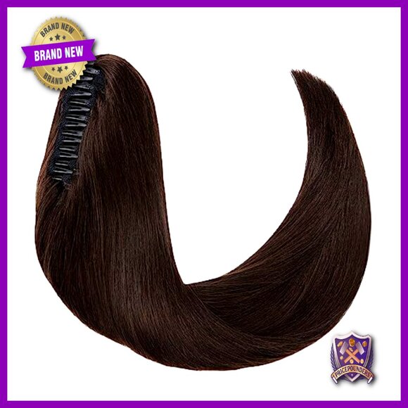 Human Hair Ponytail Extension 14 Inch 105g Clip-In Long Straight main image 5